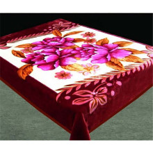 100% Polyester Violet Fleur Couverture en peluche avec bordure en crochet